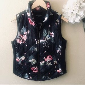 Cynthia Rowley Black Floral Vest